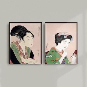 Set of 2 Vintage Japanese Posters, Retro Japanese Ads, Japanese Antique Prints, Japanese Lover Gift, Vintage Japanese Art | SE40
