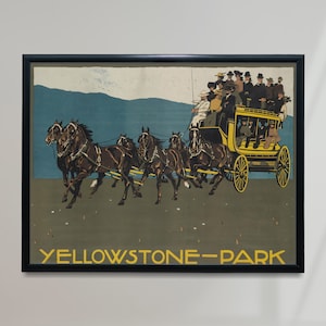 Yellowstone Park Vintage Poster, Yellowstone Park Retro Print, Vintage American Travel Poster | TR283