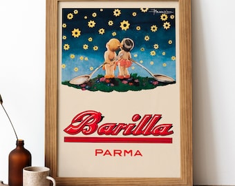 Barilla Parma Vintage Poster, Italian Food Retro Print, Italian Food Antique Print, Food & Drink Vintage Poster | FD05