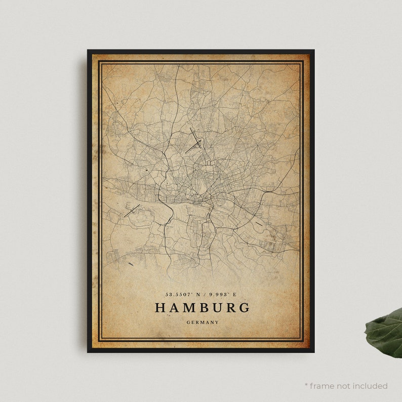 Hamburg Vintage Karte Druck Hamburg Retro Karte Poster | Etsy