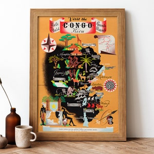 Congo Vintage Poster, Congo Retro Print, Vintage Belgian Travel Poster | TR236