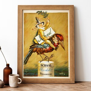Schaal Chocolatier Vintage Poster, Impressão Retro de Comida Francesa, Impressão Antiga de Comida Francesa, Cartaz Vintage de Comida e Bebida | FD08