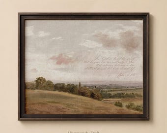 Christian Landscape Wall Art, John 3:16 Scripture Print, Peaceful Countryside Art