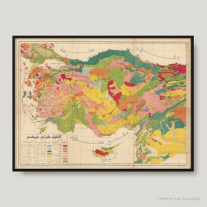 1920 Geologische Karte von Anatolien, 20th Century Antike Karte von Anatolien, alte Karte von Anatolien, seltene Vintage Karte von Anatolien | MP436