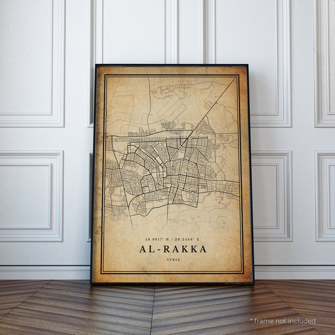 Al-rakka Vintage Map Print Al-rakka Retro Map Poster Antique | Etsy