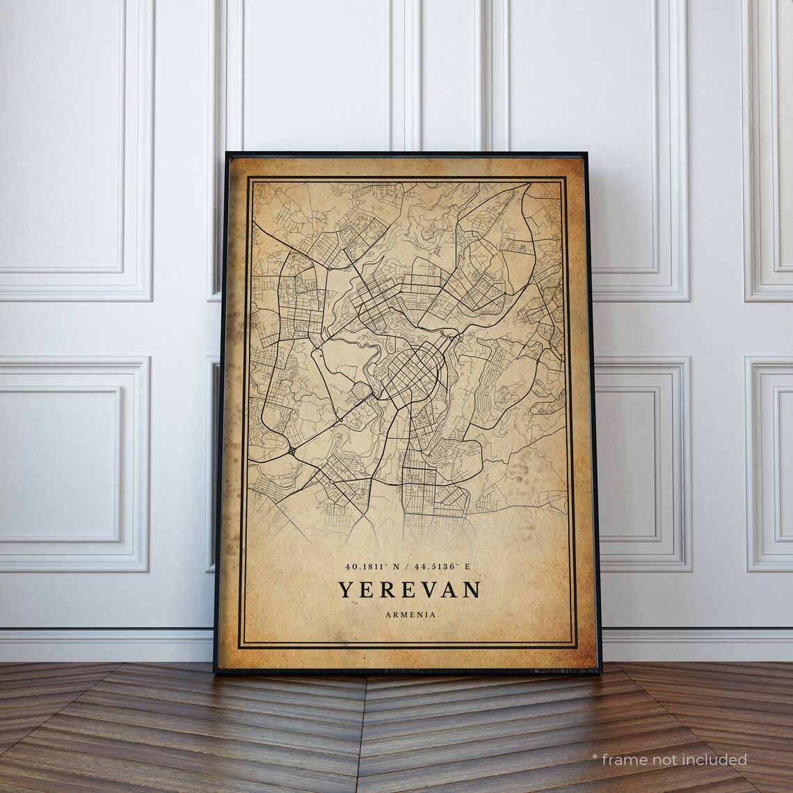Yerevan Vintage Map Print Yerevan Retro Map Poster Antique Etsy