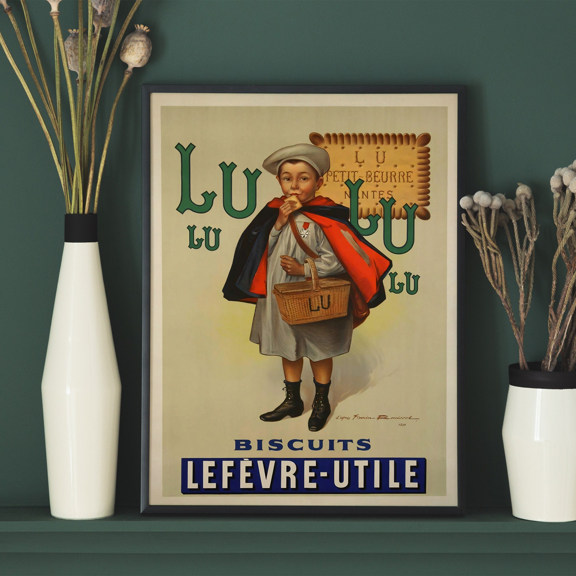Lu Lu Biscuits Lefevre Utile Vintage Poster, French Food