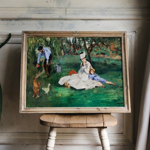 Édouard Manet Painting, The Monet Family in Their Garden at Argenteuil 1874 Painting, Poster, Fine Art Reproductions AR82 image 2
