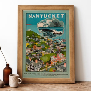 Nantucket Vintage Poster, Nantucket Retro Print, Vintage American Travel Poster | TR266