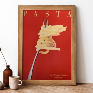 Pasta Vintage Poster, Italian Food Retro Print, Italian Food Antique Print, Food & Drink Vintage Poster | FD140