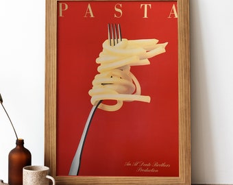Pasta Vintage Poster, Italienisches Essen Retro Print, Italienisches Essen Antik Druck, Essen & Trinken Vintage Poster | FD140