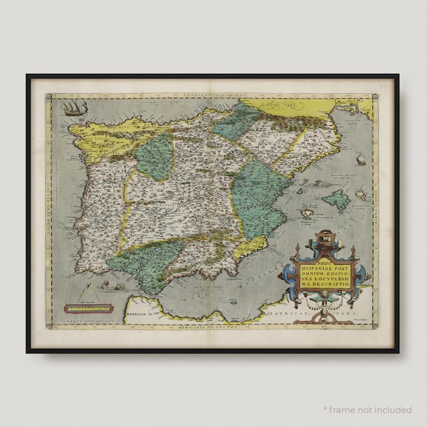 Map Of Spain , Antique map of Spain, Old Map of Spain, Vintage Spain Map | MP120