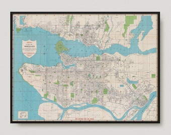 Vancouver City Map Etsy