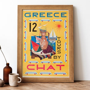Griechenland Vintage Poster, Griechenland Retro Druck, Vintage griechischen Reise Poster | TR197