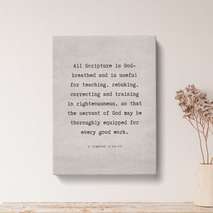 2 Timothy 3:16-17 All Scripture is God-breathed Quote Print - Vintage Canvas Print, Christian Scripture Gift, Bible Verse Decor | VQ106