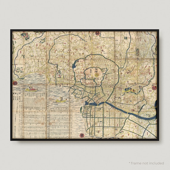 地図　日本　東京　古地図 1849年の江戸または東京の日本地図、東京の古地図、東京の古地図、東京