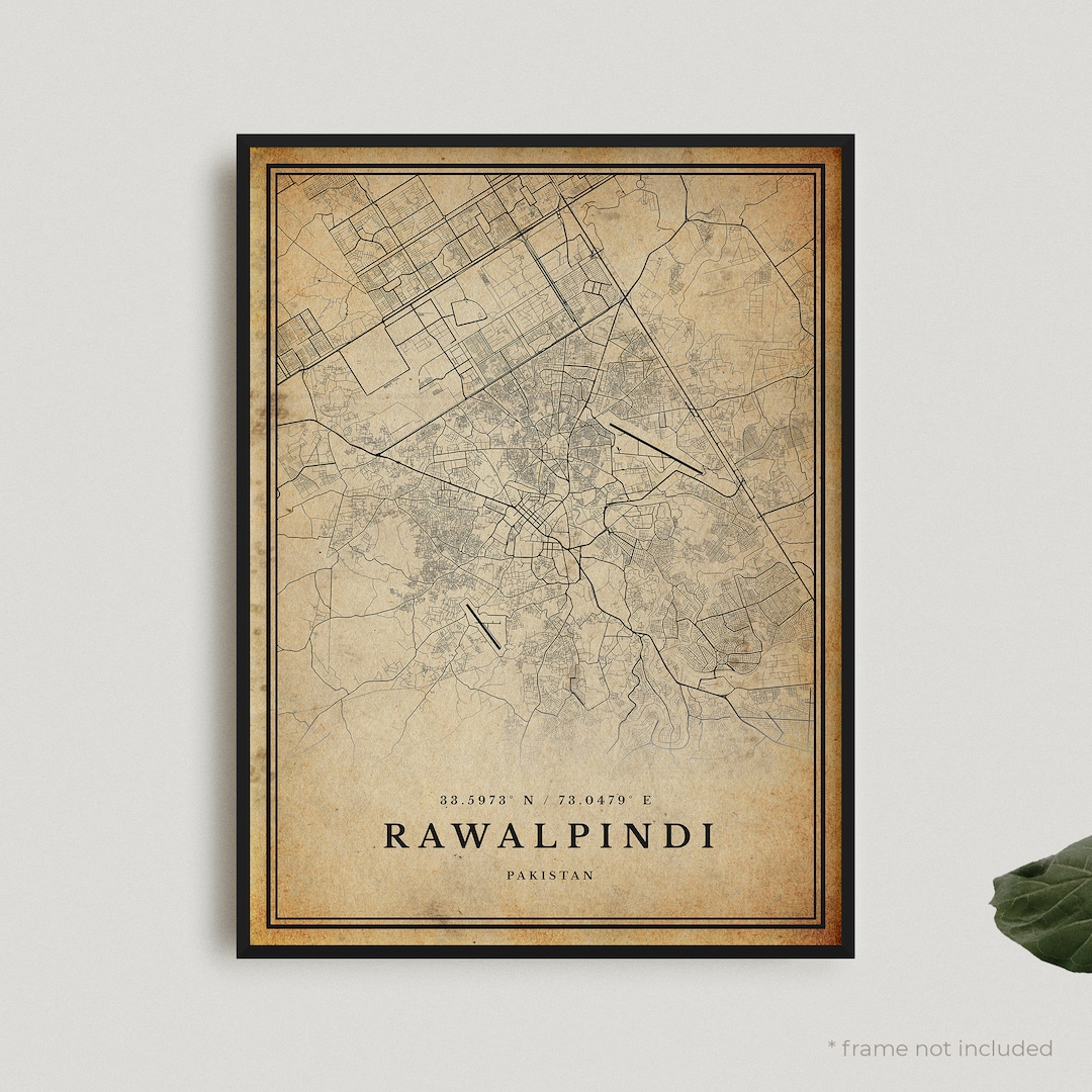 Rawalpindi Vintage Map Print Rawalpindi Retro Map Poster Etsy