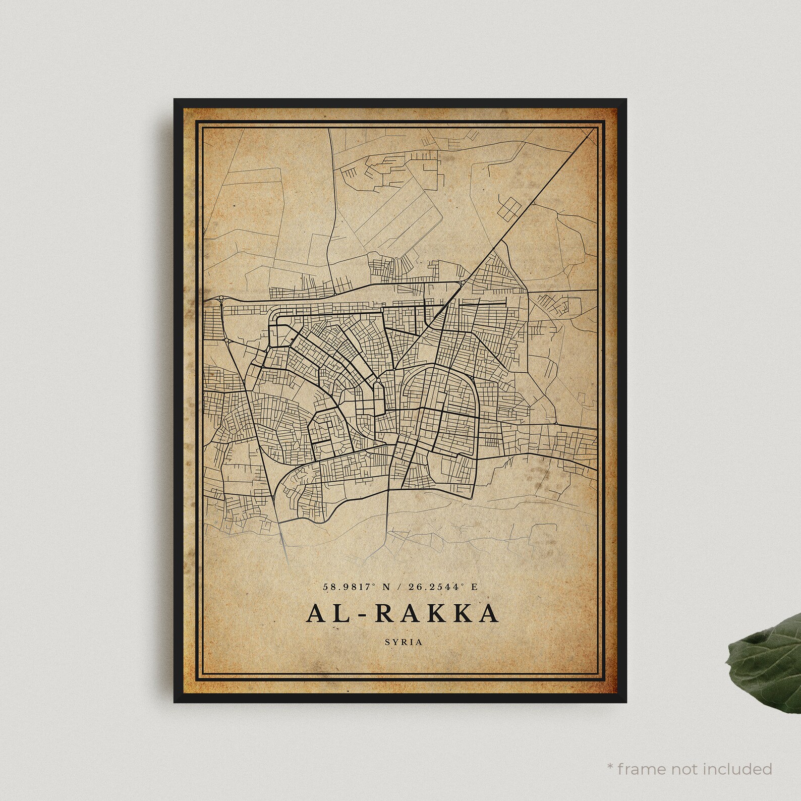 Al-rakka Vintage Map Print Al-rakka Retro Map Poster Antique | Etsy