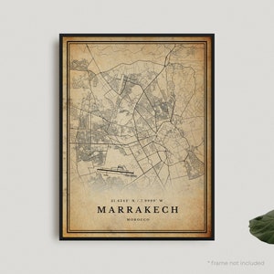 Stampa mappa vintage di Marrakech, poster mappa retrò di Marrakech, mappa in stile antico, Marocco, arte murale per ufficio, regalo di compleanno per inaugurazione della casa / VW264