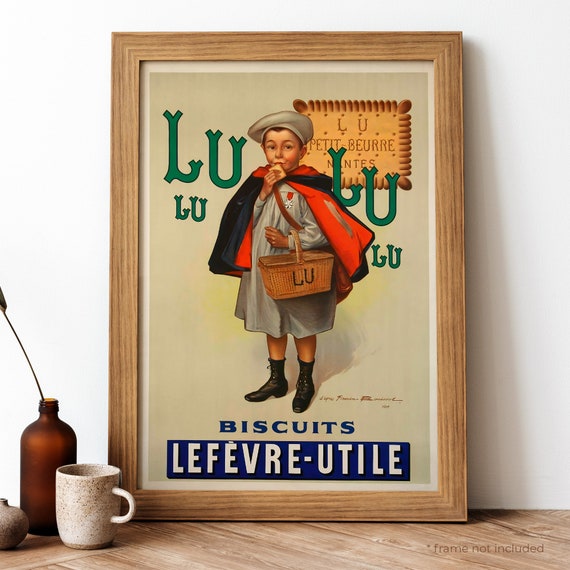 1970's　 LU　ビスケット　フランス製作　店頭ポップ用　ポスター　パネル Lu Lu Biscuits Lefevre Utile ビンテージ ポスター、フランス