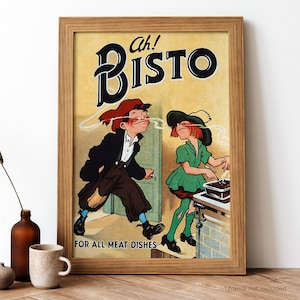 Bisto Vintage Poster, British Food Retro Print, British Food Antique Print, Food & Drink Vintage Poster | FD179
