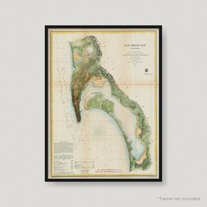 1857 U.S.C.S. Karte von San Diego Bay, Antike Karte von San Diego, alte Historische Karte von San Diego, Stadtplan San Diego | MP206