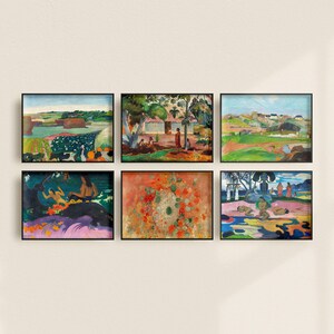 Set of 6 Paul Gauguin Paintings, Paul Gauguin Prints, Impressionist Art, Synthetist Art, Symbolist Art, French Polynesia Art | SE57