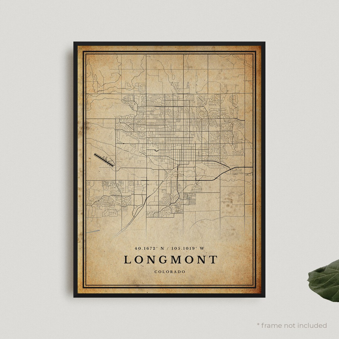 Longmont Vintage Map Print, Longmont Retro Map Poster, Antique Style