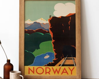 Norway Vintage Poster, Norway Retro Print, Vintage Norwegian Travel Poster | TR412