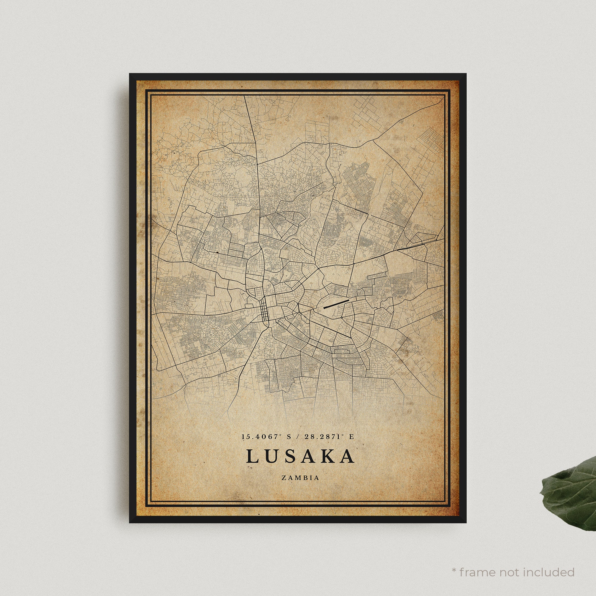 Lusaka Vintage Map Print Lusaka Retro Map Poster Antique | Etsy Ireland