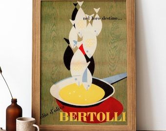 Bertolli Olio Vintage Poster, Italian Food Retro Print, Italian Food Antique Print, Food & Drink Vintage Poster | FD186