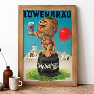 Lowenbrau Vintage Poster, German Beverage Retro Print, German Beverage Antique Print, Food & Drink Vintage Poster | FD139