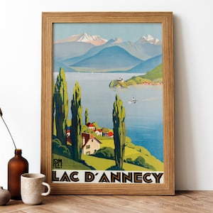 Lac D'annecy Vintage Poster, Lac D'annecy Retro Print, Vintage French Travel Poster | TR331