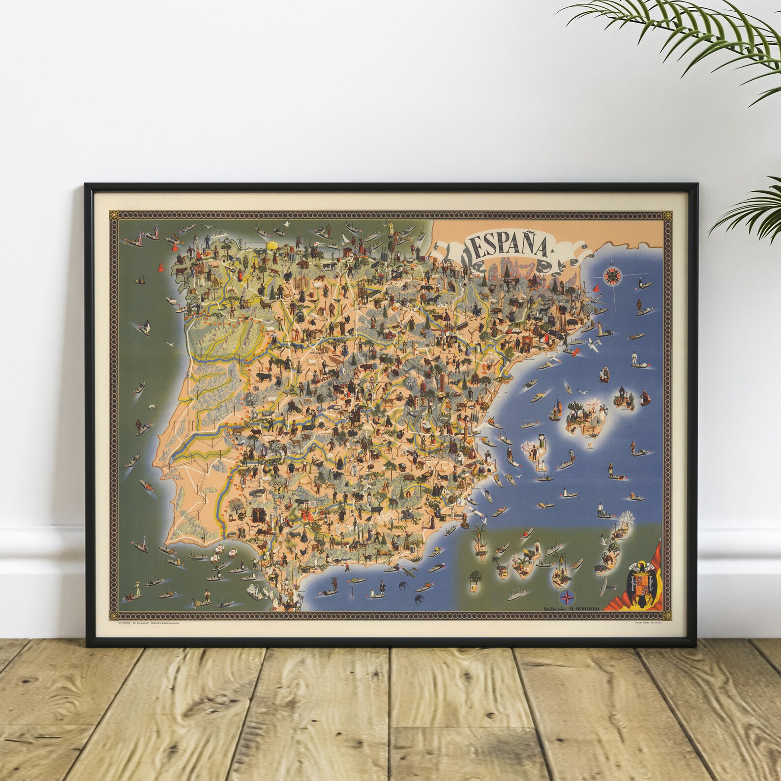 1957 Spain Antique map of Spain Old Map of Spain Vintage | Etsy