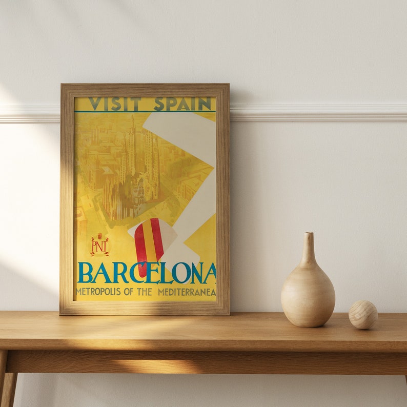 Barcelona Vintage Poster, Barcelona Retro Print, Vintage Spanish Travel Poster | TR342 image 2