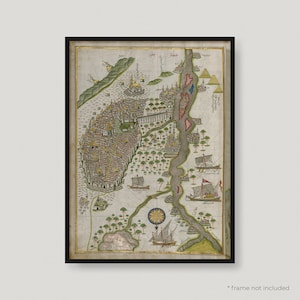 Mapa antiguo de El Cairo, Mapa histórico antiguo de El Cairo, Mapa de la ciudad de El Cairo, Mapa de la ciudad de El Cairo, 1525 / MP329