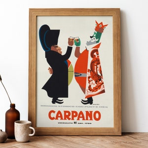 Carpano Vermuth Vintage Poster, Italian Beverage Retro Print, Italian Beverage Antique Print, Food & Drink Vintage Poster | FD37