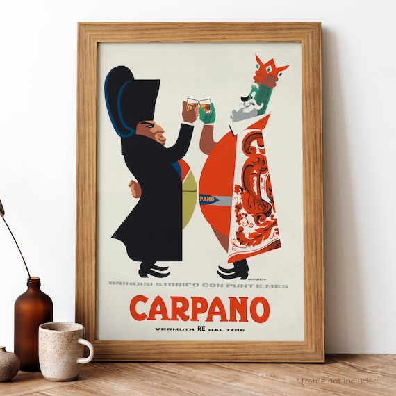 Carpano Vermuth Poster vintage, stampa retrò bevande italiane, stampa  antica bevanda italiana, poster vintage food & drink / FD37 -  Italia