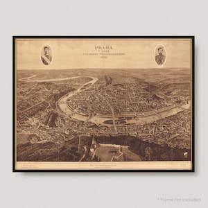 Plan de Prague de 1926, carte ancienne de Prague, carte historique de Prague ancienne, plan de la ville de Prague | MP383