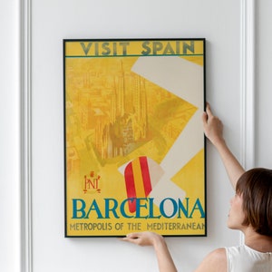 Barcelona Vintage Poster, Barcelona Retro Print, Vintage Spanish Travel Poster | TR342 image 4
