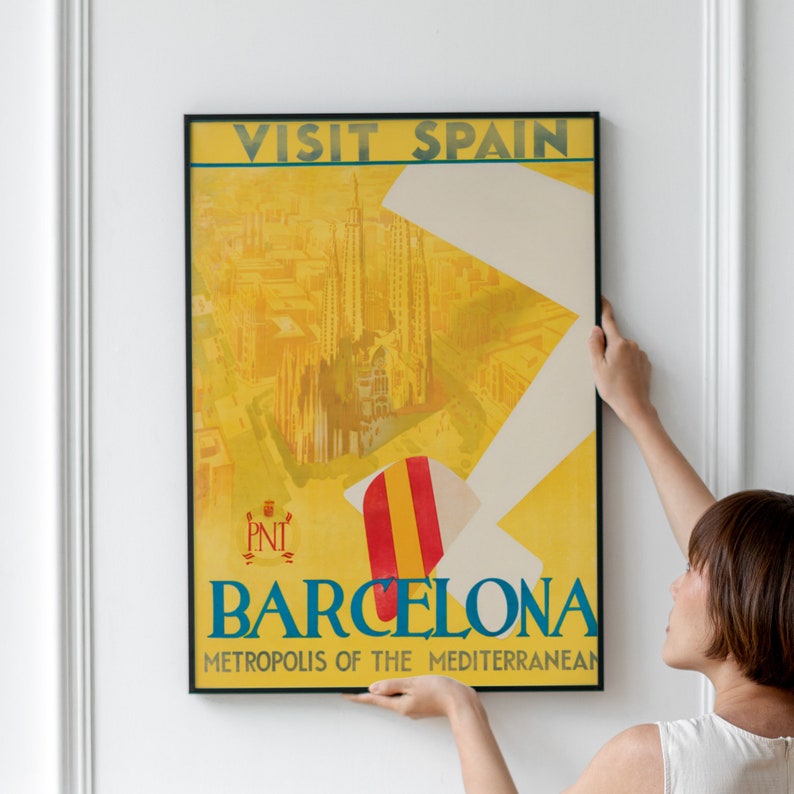 Barcelona Vintage Poster, Barcelona Retro Print, Vintage Spanish Travel Poster | TR342 image 4