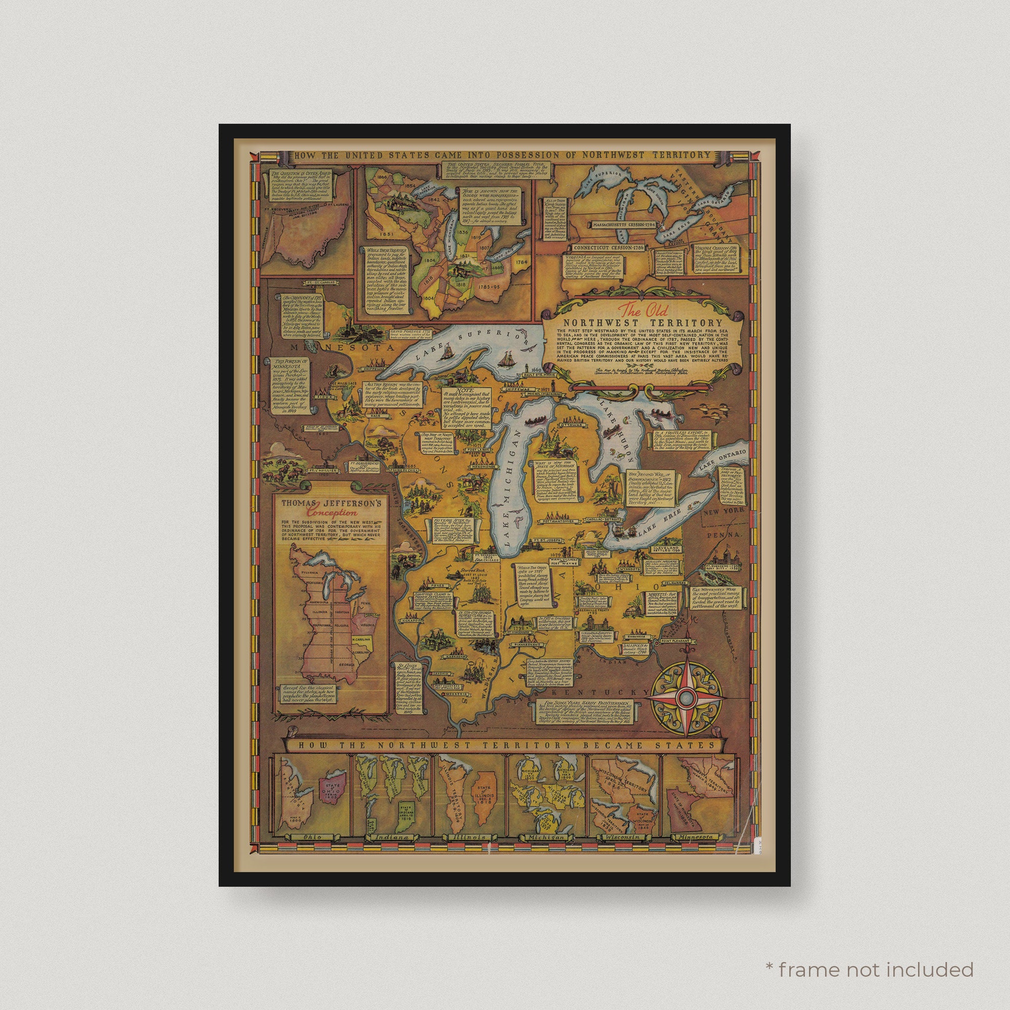 Historical Map of the Old Northwest Territory Northwest - Etsy