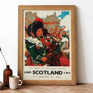 Póster vintage de Escocia, impresión retro de Escocia, póster vintage de viaje escocés / TR351