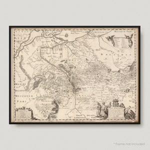 Carte de l'Ukraine de 1660, ancienne carte de l'Ukraine, ancienne carte de l'Ukraine, carte de l'Ukraine vintage | MP90