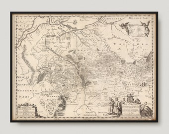 1660 Map of Ukraine, Antique map of Ukraine, Old Map of Ukraine, Vintage Ukraine Map | MP90