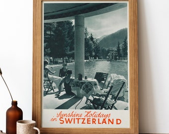 Switzerland Vintage Poster, Switzerland Retro Print, Vintage Swiss Travel Poster | TR113