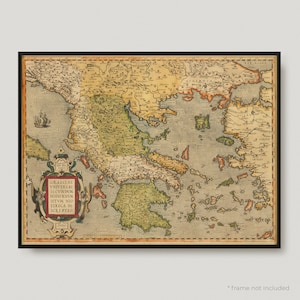 1584 Karte von Griechenland, Antike Landkarte von Griechenland, alte Karte von Griechenland, Vintage Griechenland Karte | MP65