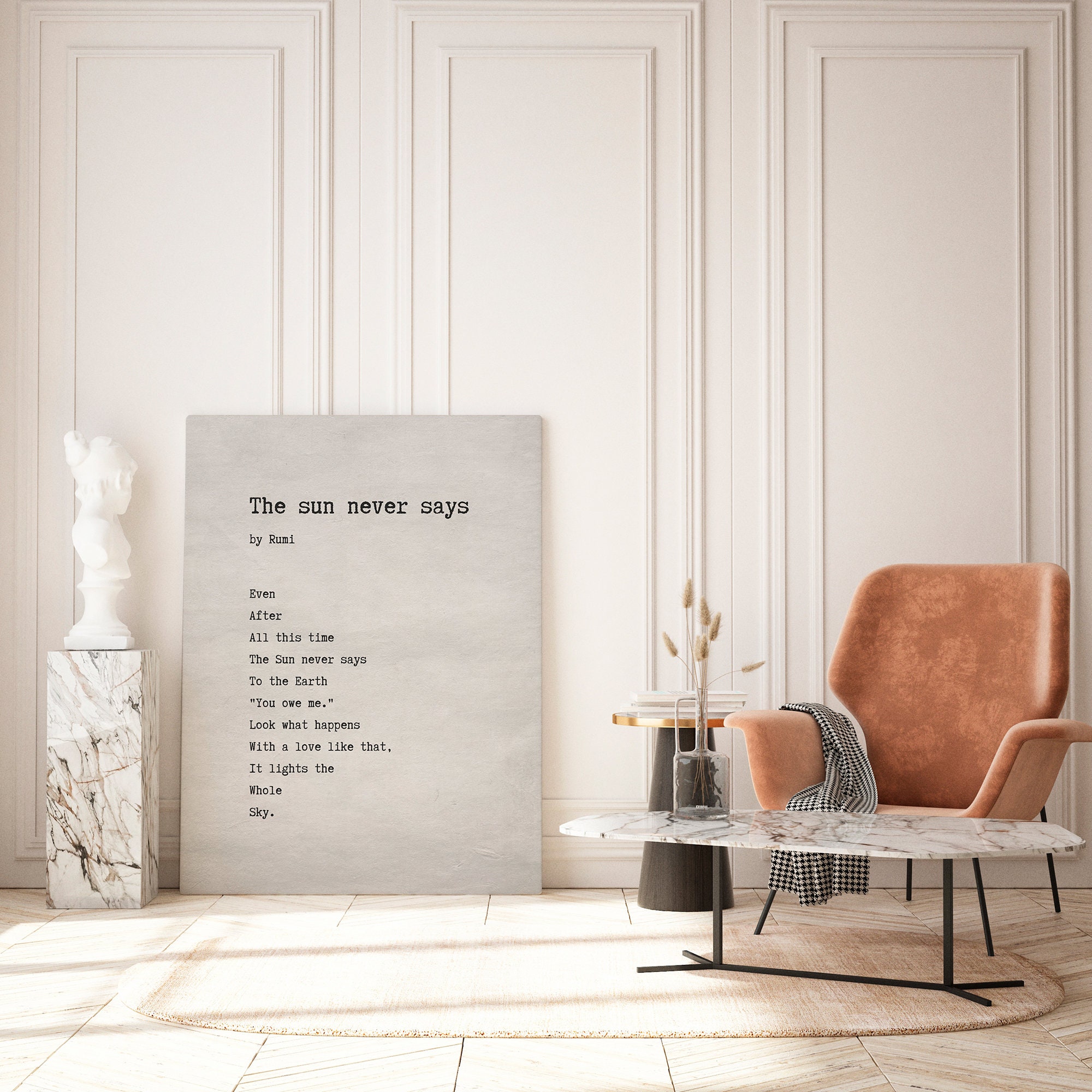 The Sun Never Says by Rumi Poem Print Vintage Canvas Print Etsy