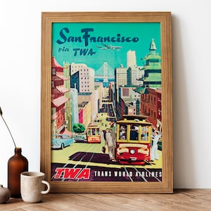 San Francisco Vintage Poster, San Francisco Retro Print, Vintage American Travel Poster | TR239