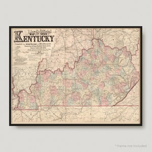Rail Road Karte von Kentucky, Historische Karte von Kentucky, Antike Karte von Kentucky, Alte Karte von Kentucky, Vintage Landkarte von Kentucky | MP290